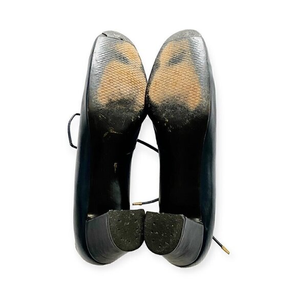 Vintage Roger Vivier Navy Blue Leather Ghillie Pumps with Metal Ornamentation, N - Picture 9 of 16